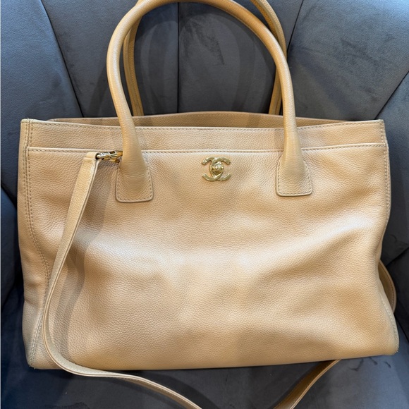CHANEL Handbags - CHANEL Cerf Executive Tote Bag Beige Gold